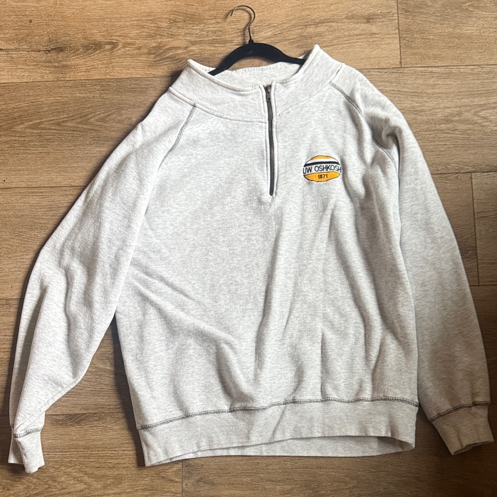 Signature Light Gray Zip-Up Men's Sweater